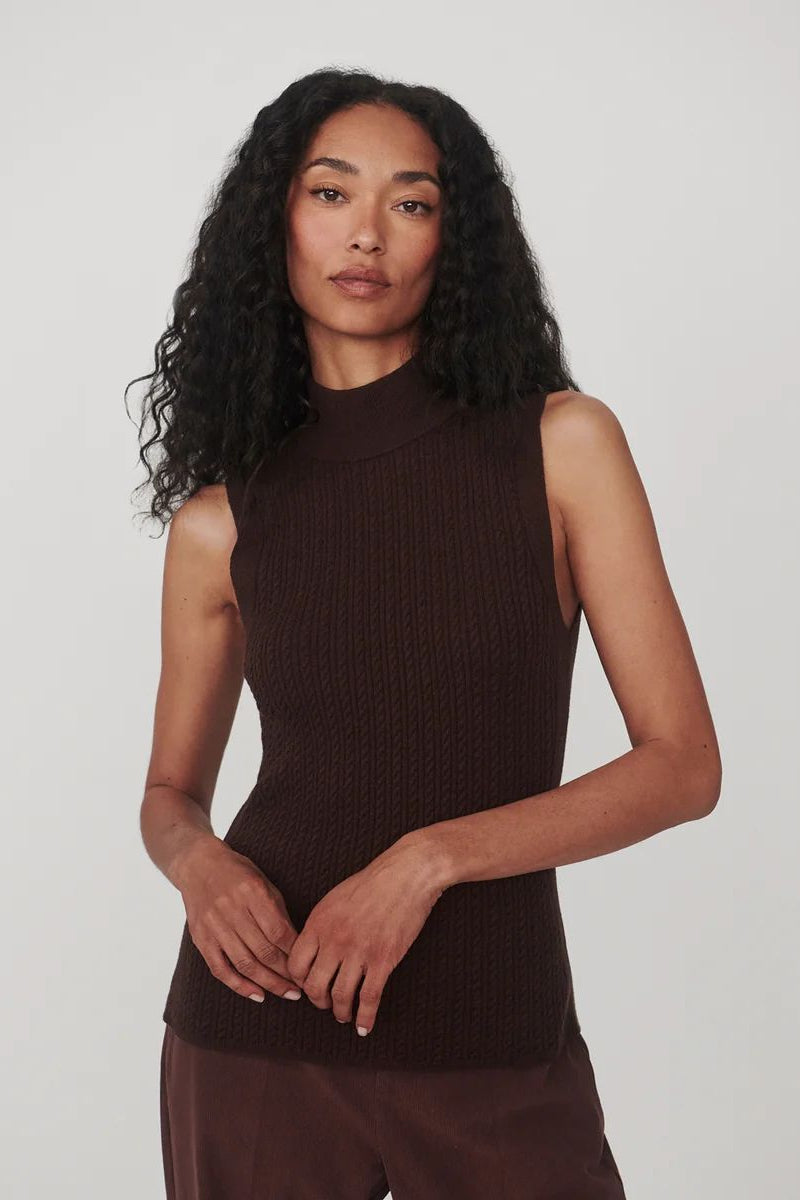 BIRDIE KNIT TANK TOP COFFEE