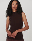 BIRDIE KNIT TANK TOP COFFEE