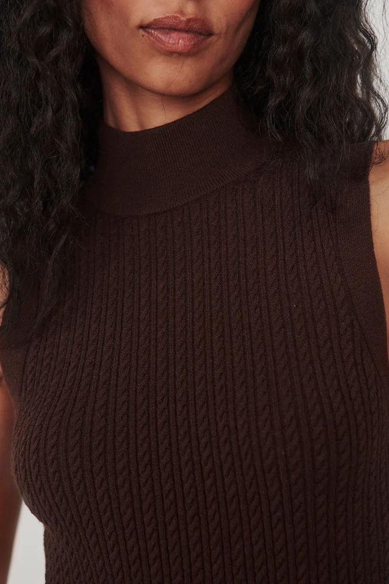 BIRDIE KNIT TANK TOP COFFEE
