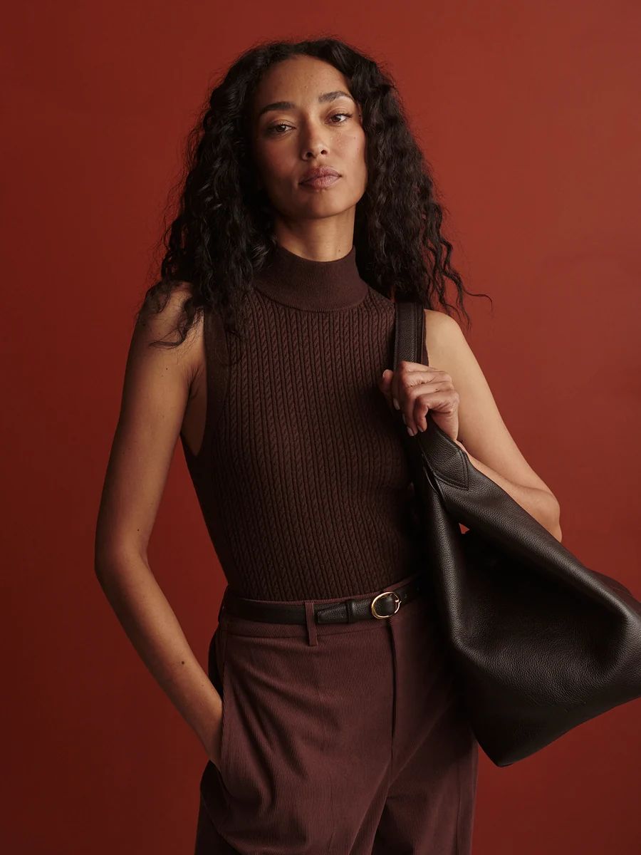 BIRDIE KNIT TANK TOP COFFEE